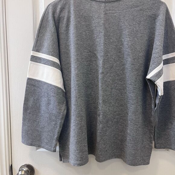 La Ligne Varsity Tee Striped Cotton Top Gray Women's Size Medium - Picture 14 of 15